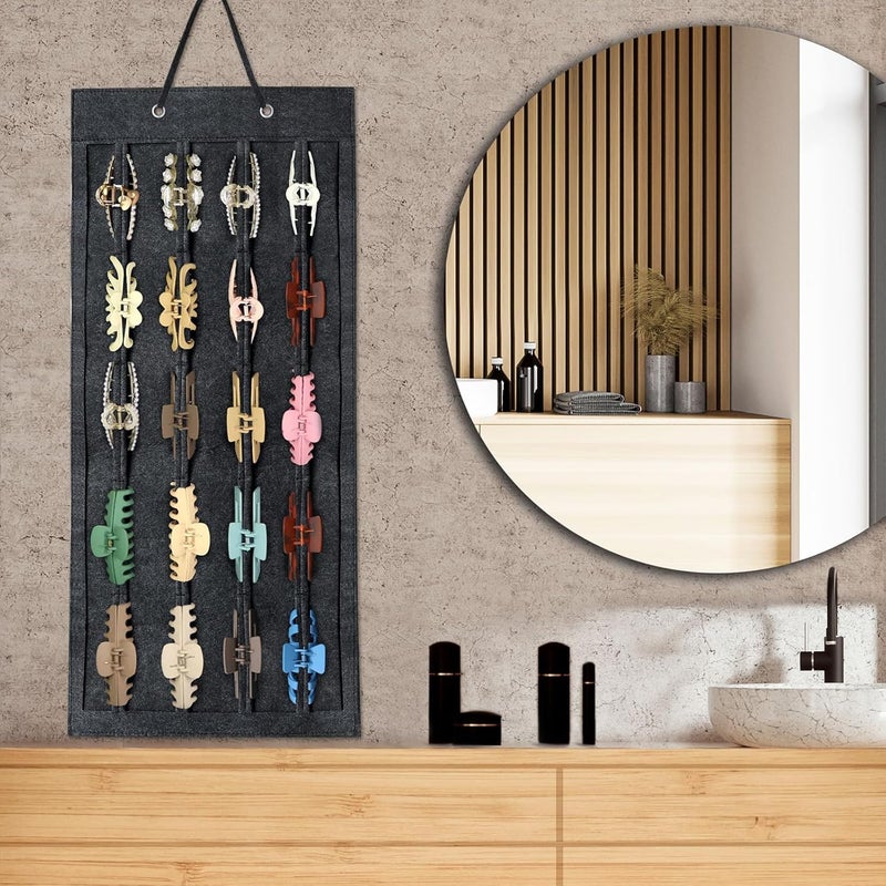 SMUK Hair Claw Clip Holder for Girls, Hanging Claw Clips Storage Organizer for Women, Hair Clip Stand Holder for Wall, Door, Closet, Big Claw Clip Display for Teen Girls - Image 2